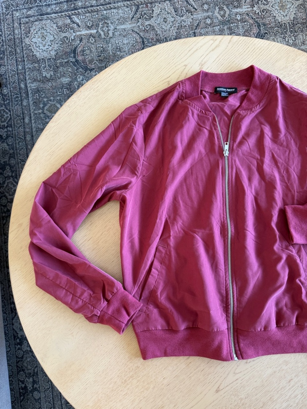 American Apparel VINTAGE Raspberry Bomber Jacket size medium - Picture 4 of 4